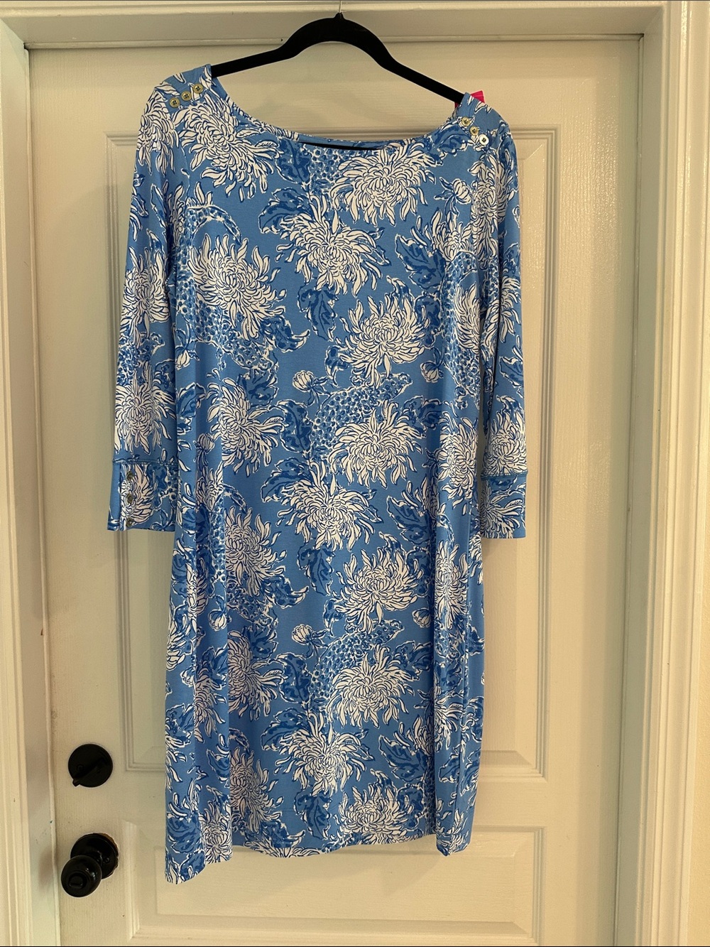 Lilly Pulitzer Blue and White Floral Long-Sleeve Dress